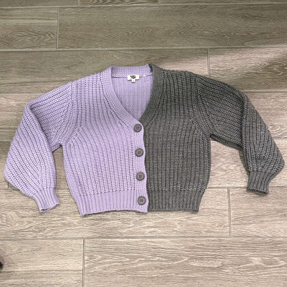 Everafter Girls Two-Tone Purple and Gray Sweater Size 12